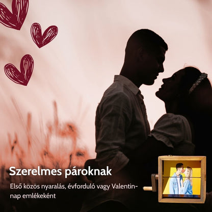 MemóriaBox™ – Diófából készült forgatható képes emlékdoboz