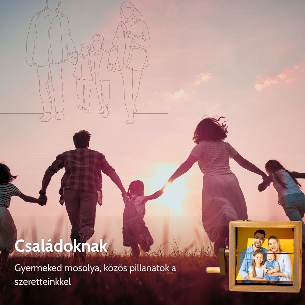 MemóriaBox™ – Diófából készült forgatható képes emlékdoboz