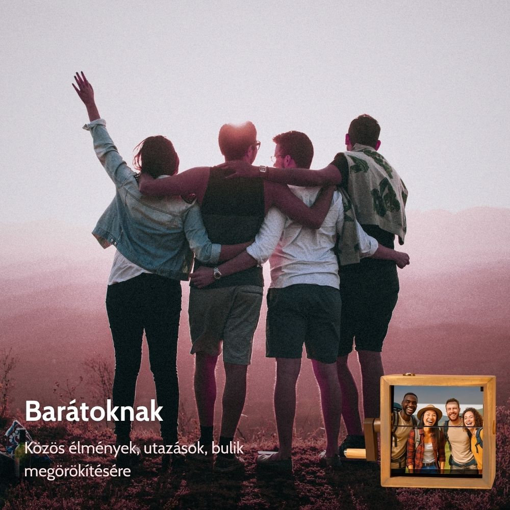 MemóriaBox™ – Diófából készült forgatható képes emlékdoboz