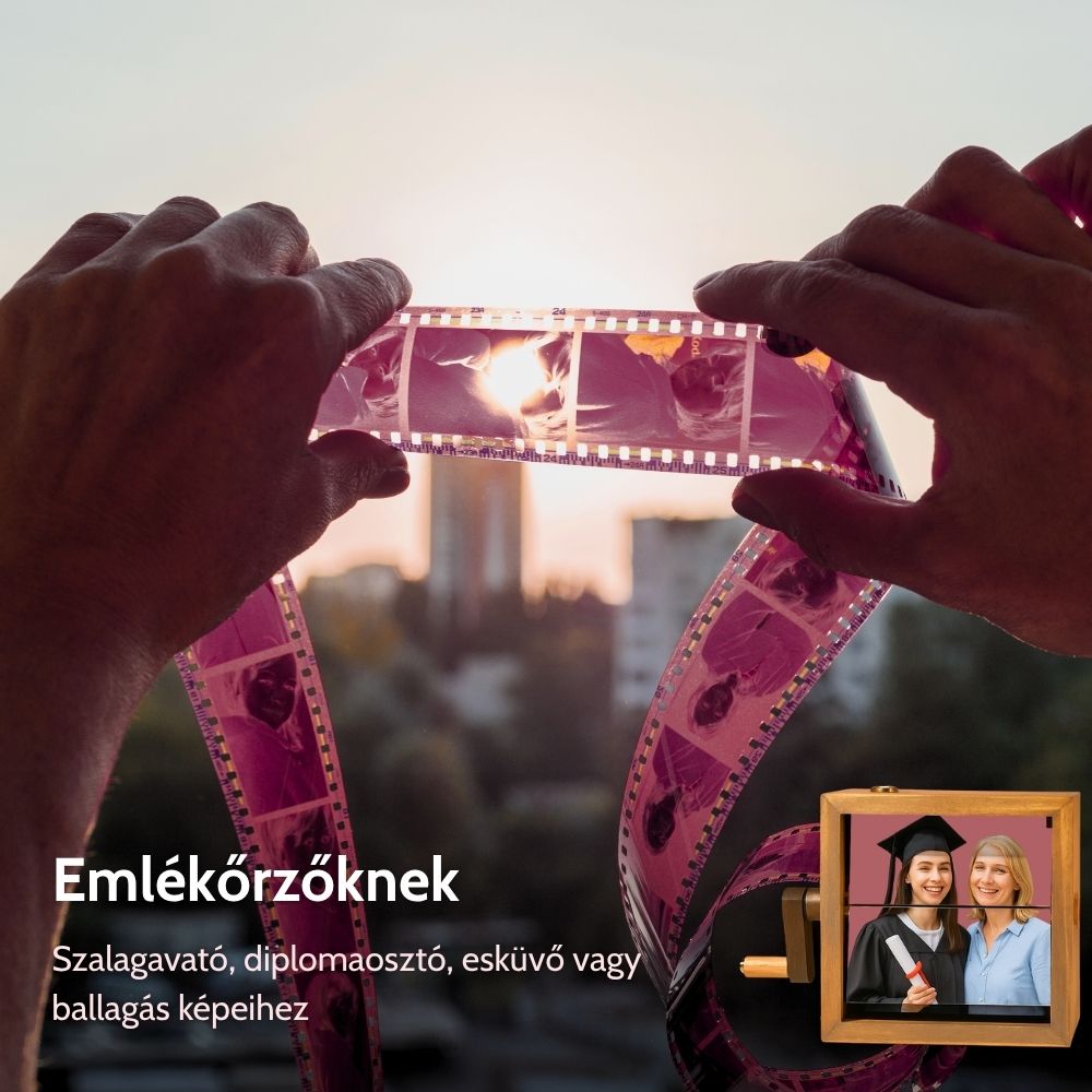 MemóriaBox™ – Diófából készült forgatható képes emlékdoboz
