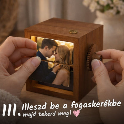 MemóriaBox™ – Diófából készült forgatható képes emlékdoboz