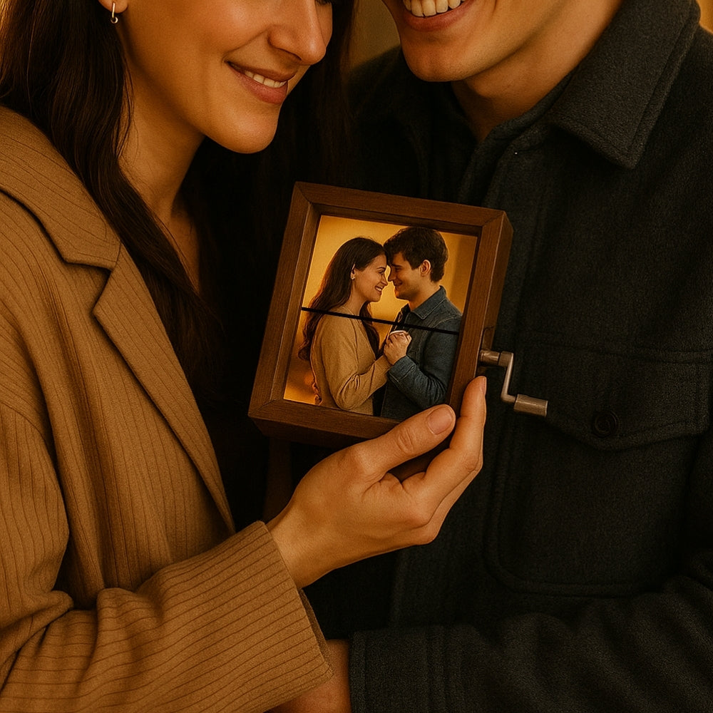 MemóriaBox™ – Diófából készült forgatható képes emlékdoboz