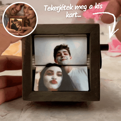 MemóriaBox™ – Diófából készült forgatható képes emlékdoboz